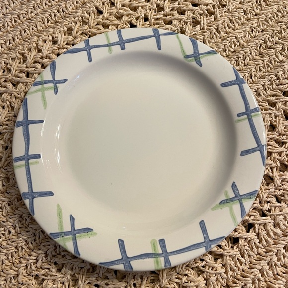 Pfaltzgraff “Cloverhill” Blue & Green Plaid 8” Salad Plates - Picture 2 of 3